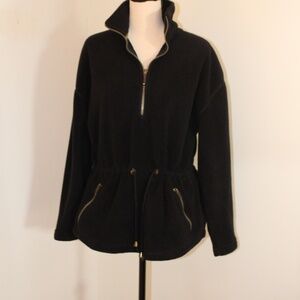 Travel Smith, Vintage quarter zip Pullover cinches at the waist Black....